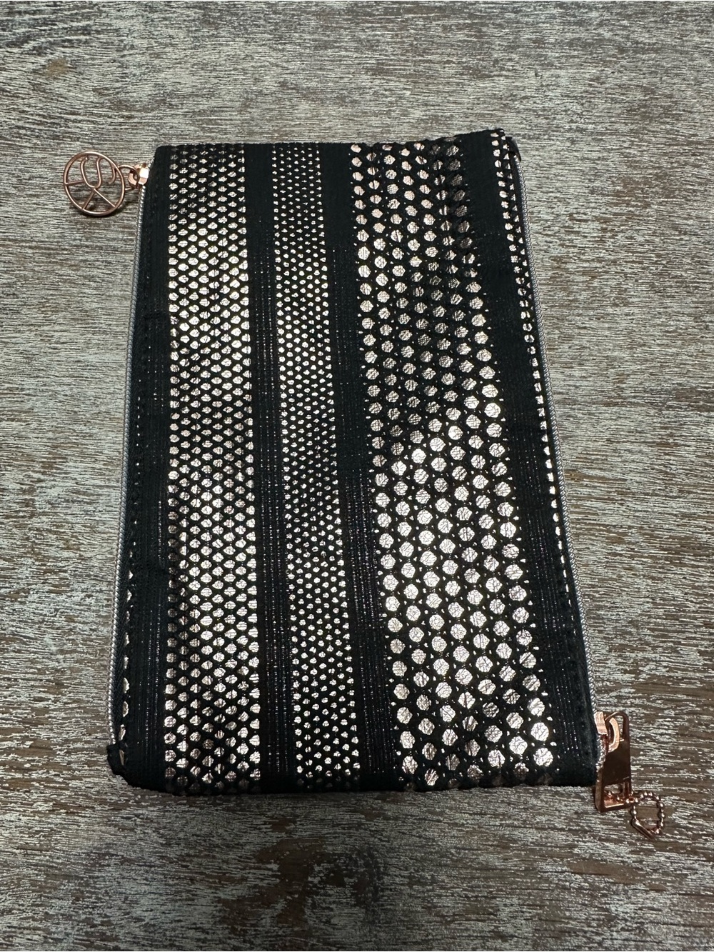 Sonia Kashuk Black and Rose Gold Studded Cosmetic Pouch